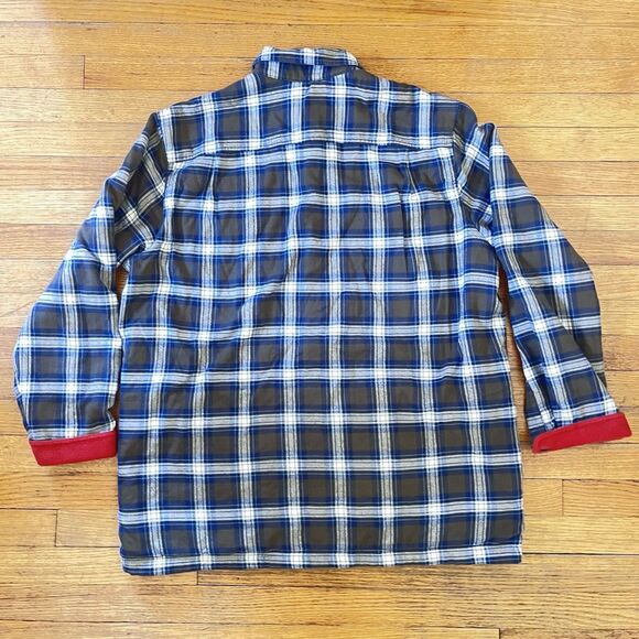 LL Bean Brown Traditional Fit Plaid Flannel Fleece Lined Button Up Jacket Size L - Picture 9 of 11